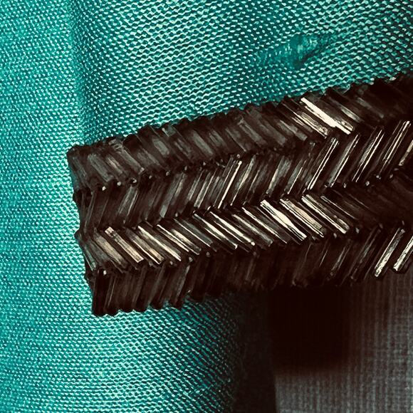 Vintage 60s Size Medium Mod Aqua Shantung Dress Jacket Suit Set Silver Beading - Picture 14 of 16